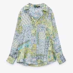 Zara printed blouse with satin finish